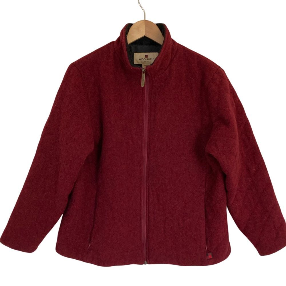 Woolrich Womens Full Zip 100% Wool Jacket Ruby Heather Size L Insulated